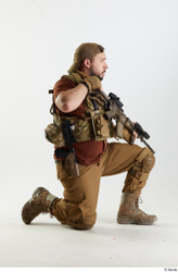 Whole Body Weapons-Rifle Man Pose with machine rifle White Army Athletic Bearded Studio photo references